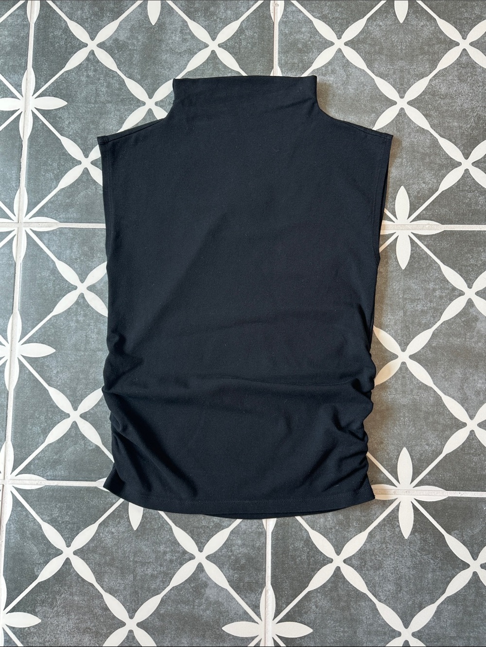 LOFT Black Sleeveless Mock Neck Tank With Ruching